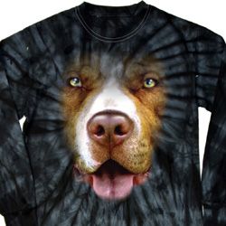 Mens Shirt Big Pit Bull Face Long Sleeve Tie Dye Tee T-shirt Mens Shirt Big Pit Bull Face Long Sleeve Tie Dye Tee T-shirt