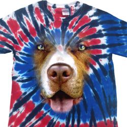 Mens Shirt Big Pit Bull Face Patriotic Tie Dye Tee T-shirt Mens Shirt Big Pit Bull Face Patriotic Tie Dye Tee T-shirt