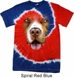 Mens Shirt Big Pit Bull Face Patriotic Tie Dye Tee T-shirt