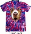 Mens Shirt Big Pit Bull Face Patriotic Tie Dye Tee T-shirt