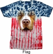 Mens Shirt Big Pit Bull Face Patriotic Tie Dye Tee T-shirt