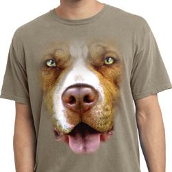 Mens Shirt Big Pit Bull Face Pigment Dyed Tee T-Shirt Mens Shirt Big Pit Bull Face Pigment Dyed Tee T-Shirt