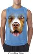 Mens Shirt Big Pit Bull Face Sleeveless Tee T-Shirt