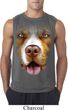 Mens Shirt Big Pit Bull Face Sleeveless Tee T-Shirt