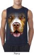 Mens Shirt Big Pit Bull Face Sleeveless Tee T-Shirt
