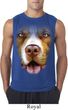 Mens Shirt Big Pit Bull Face Sleeveless Tee T-Shirt