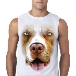 Mens Shirt Big Pit Bull Face Sleeveless Tee T-Shirt Mens Shirt Big Pit Bull Face Sleeveless Tee T-Shirt