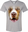 Mens Shirt Big Pit Bull Face Tri Blend V-neck Tee T-Shirt