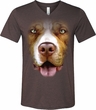 Mens Shirt Big Pit Bull Face Tri Blend V-neck Tee T-Shirt