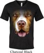 Mens Shirt Big Pit Bull Face Tri Blend V-neck Tee T-Shirt