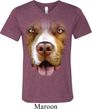Mens Shirt Big Pit Bull Face Tri Blend V-neck Tee T-Shirt