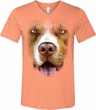 Mens Shirt Big Pit Bull Face Tri Blend V-neck Tee T-Shirt