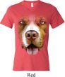 Mens Shirt Big Pit Bull Face Tri Blend V-neck Tee T-Shirt