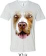 Mens Shirt Big Pit Bull Face Tri Blend V-neck Tee T-Shirt