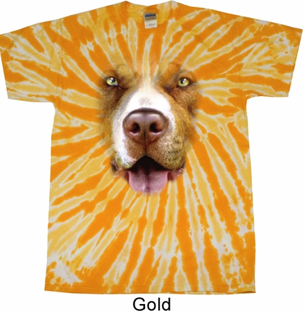Mens Shirt Big Pit Bull Face Twist Tie Dye Tee T-shirt