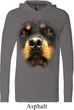 Mens Shirt Big Rottweiler Face Lightweight Hoodie Tee