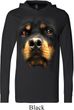 Mens Shirt Big Rottweiler Face Lightweight Hoodie Tee