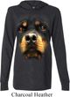 Mens Shirt Big Rottweiler Face Lightweight Hoodie Tee
