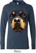 Mens Shirt Big Rottweiler Face Lightweight Hoodie Tee