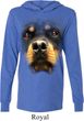 Mens Shirt Big Rottweiler Face Lightweight Hoodie Tee