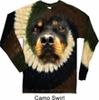 Mens Shirt Big Rottweiler Face Long Sleeve Tie Dye Tee T-shirt