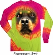 Mens Shirt Big Rottweiler Face Long Sleeve Tie Dye Tee T-shirt