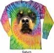 Mens Shirt Big Rottweiler Face Long Sleeve Tie Dye Tee T-shirt