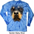 Mens Shirt Big Rottweiler Face Long Sleeve Tie Dye Tee T-shirt