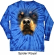 Mens Shirt Big Rottweiler Face Long Sleeve Tie Dye Tee T-shirt