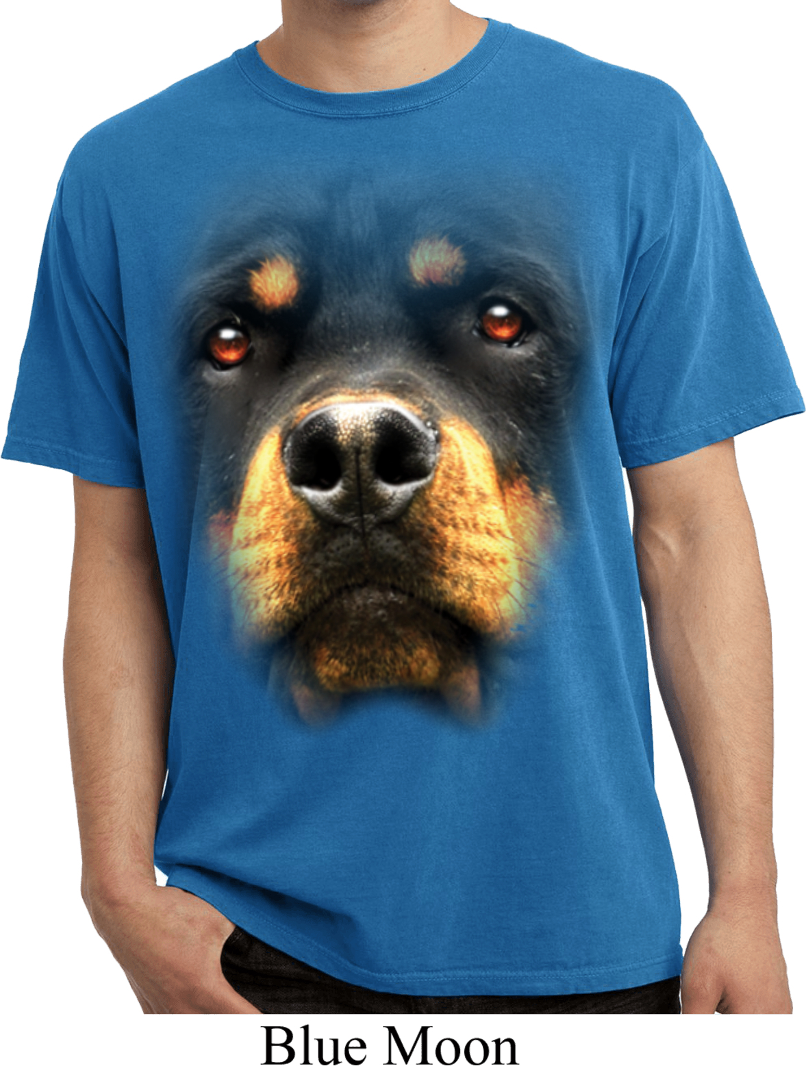 Mens Shirt Big Rottweiler Face Pigment Dyed Tee T-Shirt