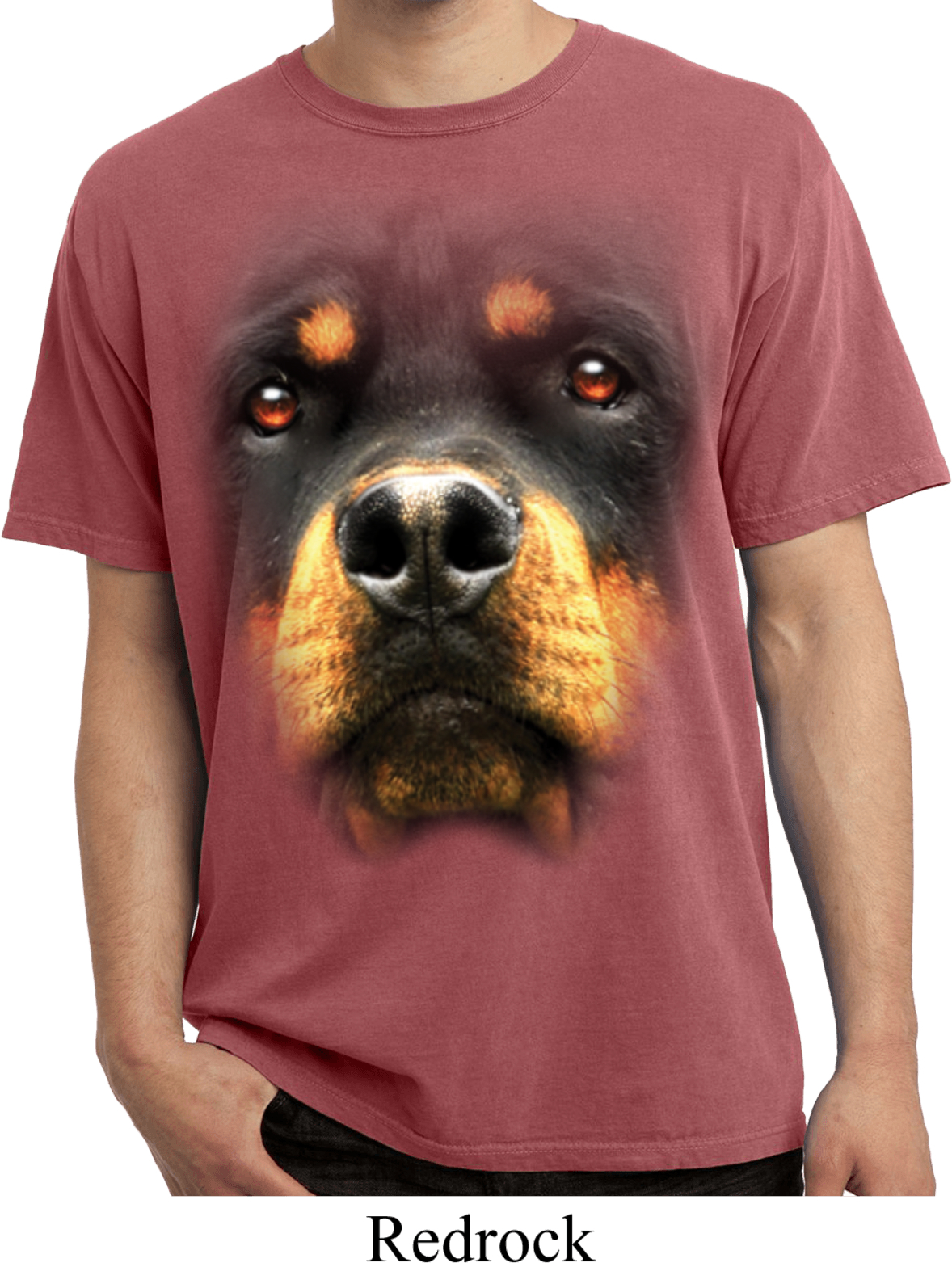Mens Shirt Big Rottweiler Face Pigment Dyed Tee T-Shirt