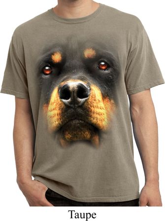 Mens Shirt Big Rottweiler Face Pigment Dyed Tee T-Shirt