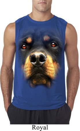 Mens Shirt Big Rottweiler Face Sleeveless Tee T-Shirt