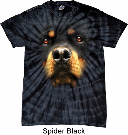 Mens Shirt Big Rottweiler Face Spider Tie Dye Tee T-shirt