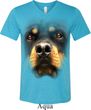 Mens Shirt Big Rottweiler Face Tri Blend V-neck Tee T-Shirt