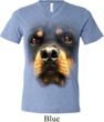Mens Shirt Big Rottweiler Face Tri Blend V-neck Tee T-Shirt