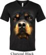 Mens Shirt Big Rottweiler Face Tri Blend V-neck Tee T-Shirt