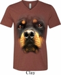 Mens Shirt Big Rottweiler Face Tri Blend V-neck Tee T-Shirt