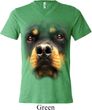 Mens Shirt Big Rottweiler Face Tri Blend V-neck Tee T-Shirt