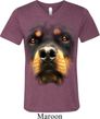 Mens Shirt Big Rottweiler Face Tri Blend V-neck Tee T-Shirt