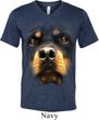 Mens Shirt Big Rottweiler Face Tri Blend V-neck Tee T-Shirt