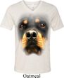 Mens Shirt Big Rottweiler Face Tri Blend V-neck Tee T-Shirt