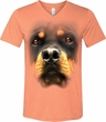 Mens Shirt Big Rottweiler Face Tri Blend V-neck Tee T-Shirt