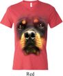 Mens Shirt Big Rottweiler Face Tri Blend V-neck Tee T-Shirt