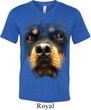 Mens Shirt Big Rottweiler Face Tri Blend V-neck Tee T-Shirt