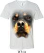 Mens Shirt Big Rottweiler Face Tri Blend V-neck Tee T-Shirt
