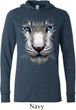 Mens Shirt Big White Tiger Face Lightweight Hoodie Tee