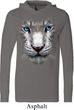 Mens Shirt Big White Tiger Face Lightweight Hoodie Tee