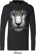 Mens Shirt Big White Tiger Face Lightweight Hoodie Tee