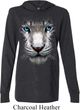 Mens Shirt Big White Tiger Face Lightweight Hoodie Tee